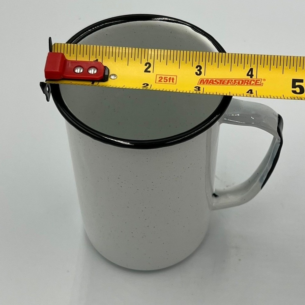 Cinsa Enamel Coffee Mugs Set of 6 White Speckled 21oz Camping New - Picture 7 of 9